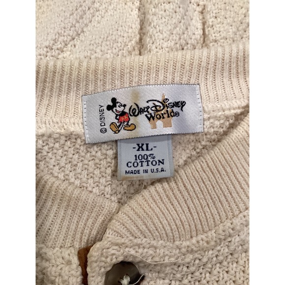 Disney Wilderness Lodge Mens XL Cream Waffle Knit Button Sweater Cotton Vintage - Picture 5 of 5